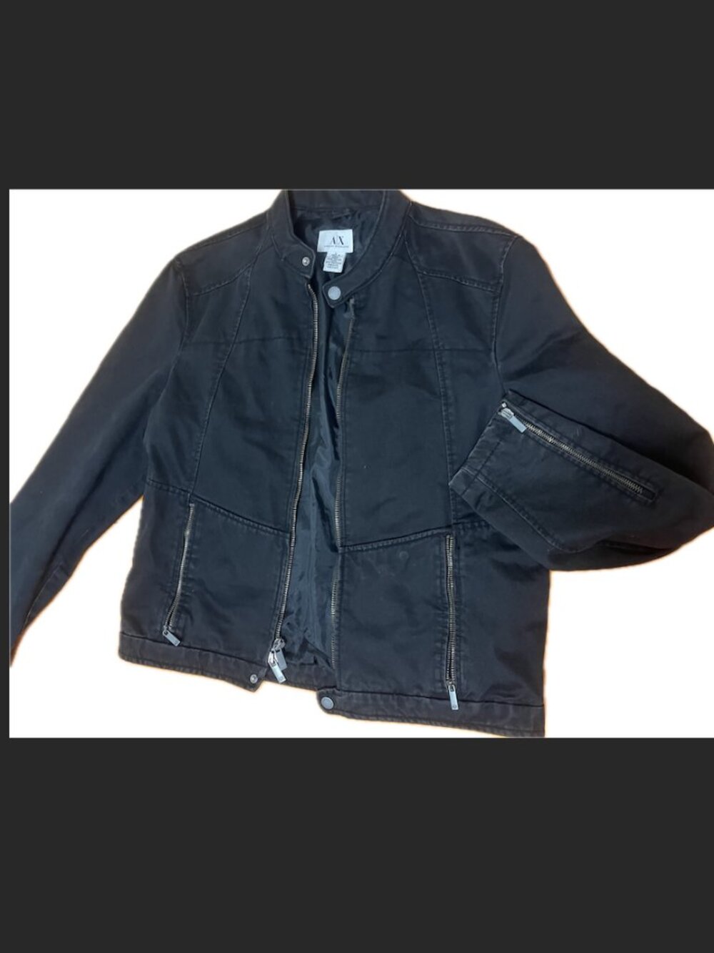 A/X Armani Exchange Black Moto Style Jacket Mens Sz Large